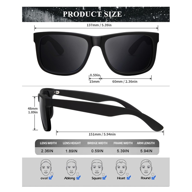 KALIYADI Polarized Sunglasses-for-Men Mens Sunglasses: Classic Polarized Sunglasses with UV