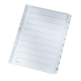 Leitz A4 Cardboard Index (Numbers 297 mm, 1/10) Grey