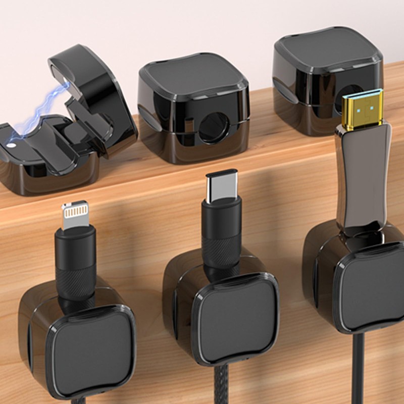 Landrain 6 pieces adjustable cable holder, magnetic, data cable organiser