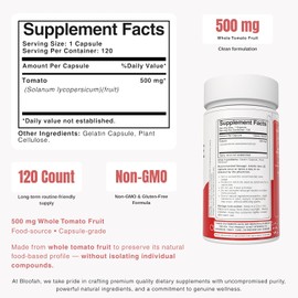 Lycopene Supplement Capsules 500mg – Tomato Fruit Powder with Natural Lycopene for Antioxidant & Daily Wellness Support | Gluten Free, Non-GMO (120 Count (Pack of 1))