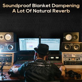 2 Pcs Sound Dampening Blanket,80" x 72" Soundproof Blanket with Grommets,850GSM Heavy Duty Studio Sound Absorption Blankets,Acoustic Blanket Noise Reducer for Room,Light Blocker,Moving Blankets
