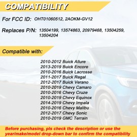 Kible 2 For 10 - 19 Chevy Equinox Camaro GMC Terrain 13-19 Buick Encore Remote Key Fob