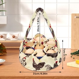 20 cm Egg Collection Basket with 7 Bags, Farmhouse Egg Basket Made of Durable Canvas, Chicken Egg Storage Bag with Handle, Fabric Egg Collection Basket for Chicken Coop, Chickens, Duck, Goose, Eggs