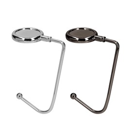 kwmobile Purse Hooks for Table - Set of 2 Metal Handbag Hook Holder Hand Bag Hanger for Tables, Desks, Black/Silver