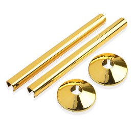 Pence & Moon Collective Gold Radiator Pipe Covers & Clip-On Radiator Pipe Collars, 15mm (2 Pack)