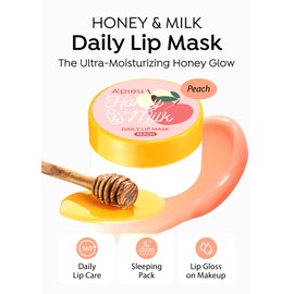 A'PIEU A'PIEU Honey & Milk Daily Lip Mask (Peach) - Nourishing Overnight Korean Lip Mask | Hydrating Lip Moisturizer with Honey, Propolis & Royal Jelly for Soft, Plush Lips