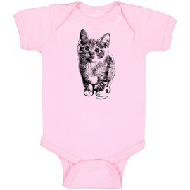 Indigo Legend Unisex Baby Kitten Bodysuit for Boys & Girls(Pink Kitten, 0-3 Months)