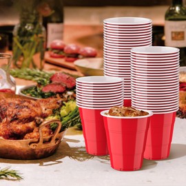 Business and Brands Red Plastic Cups, Disposable Cups 12oz (50 Pack) Solo Cups, Red Party Cups for Birthday,Party,Picnics, Weddings, Christmas, Anniversary