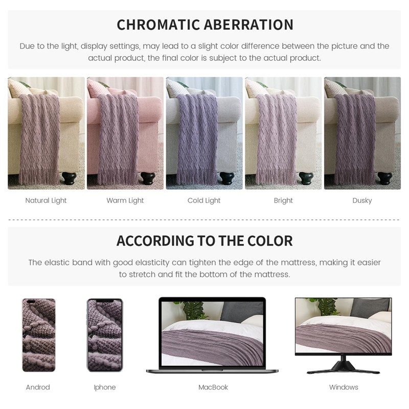 BOURINA Textured Solid Soft Sofa Throw Couch Cover Knitted Decorative