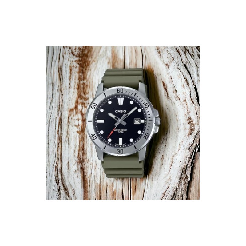 Casio MTP-VD01-1EVUDF Men's Black Dial Watch, multicoloured, Strap.