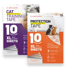CLAWGUARD Bundle Pack – Dog Scratch Protection Tape Single-Sided 10 Pack Sheets and Cat Training Tape Anti Scratch Cat Deterrent Double-Sided 10 Pack Sheets. Dog & Cat Furniture Protector Pack