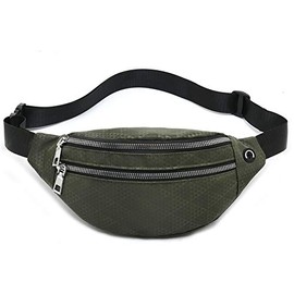MOCE Waist Bag Fanny Pack for Men & Women Fashion Water Resistant Hip Bum Bag with Adjustable Belt for Travel Hiking Running Outdoor Sports.(Dark Green02)