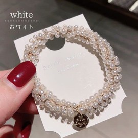 lua Citron 2-Piece Set, Hair Elastic, Adult, Mature Style, Hair Accessories, Beads, Elegant, Ponytail, Cute, Korean, Stylish, Women's, Hair Closure, For Children, Children, Girls, White
