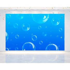 5x3 FT Effervescent Bubbles Backdrop - Vivid Blue Underwater Bubble Photography Background for Foam and Pool Parties