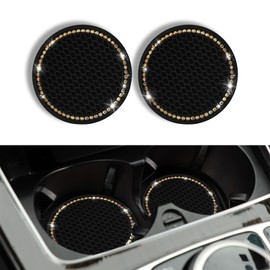Kutyun 2PCS Bling Car Cup Coaster, Universal Non-Slip Cup Holders Embedded in Ornaments Coaster, 2.75In Car Drink Cup Mat, Vehicle Interior Decor Accessories (AB, 2PCS)