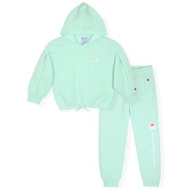 Champion Girls Hoodie and Sweatpant Set for Kids Athletic Fleece Sweatsuit