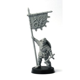 Brother Vinni Viking Standard Bearer Miniature, Wargame, SAGA 28 mm, Resin, Grey
