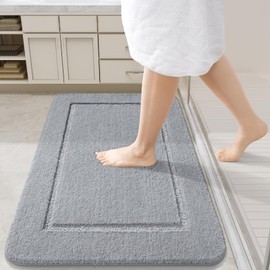 LOCHAS Bathroom Rugs, 24" x 36" Bath Rug, Non Slip Washable Bath Mat for Bathroom, Soft Thick Absorbent Quick Dry Microfiber Bathroom Mat, Shaggy Plush Luxury Bathroom Carpet for Shower, Grey