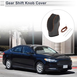 RATCHROLL Car Gear Shift Knob Cover for Ford Fusion 13-16 Anti-Slip Stick Shifting Handle Protector Faux Leather 1 Pc Carbon Fiber Black Brown