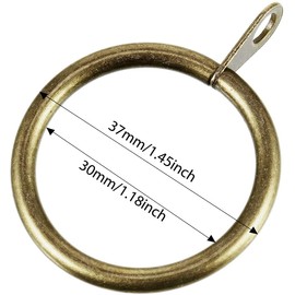 Pack of 24 Strong Metal Curtain Hooks Rings with Fixed eyelets for Curtain pole 25mm-28mm wide Antique Brass Curtian Ring 30MM Internal Diameter