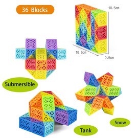 Oostifun Diansheng 36 Teile 3D Puzzle Spielzeug Schlange Puzzles Lineal 36 Segmente Twist Gehirn Teaser Spiele 36 Blöcke Hohl Regenbogen Farbe Intelligenz Spielzeug (36 Blöcke)