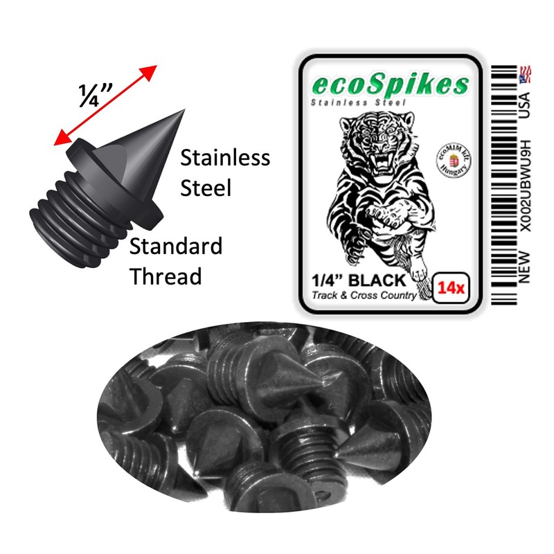 ecoSpikes Stainless Steel Track and Cross Country Spikes (1/4" Black,