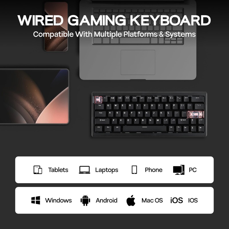 MechLands CIDOO C60 HE Wired Rapid Fast Gaming Keyboard with