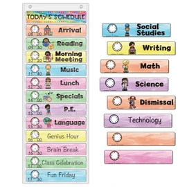 ABCxGOOD Daily Schedule Pocket Chart, Visual Schedule Pocket Chart for Toddler, 13+1 Pocket with 21 Dry-Erase Reusable Cards, prek k Preschool Classroom Must Haves.