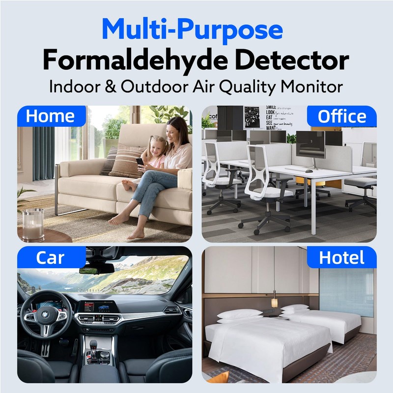 ZYKYCX Formaldehyde Detector, Rechargeable HCHO Monitor with Vibration, Visual &