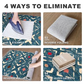 KILOCOCO Area Rug 3'x5' Rug for Entryway Washable Printed Bedroom Rugs Non Slip Boho Low-Pile Soft Rugs for Kitchen Dining Geometric Moroccan Carpet, Teal/Blue