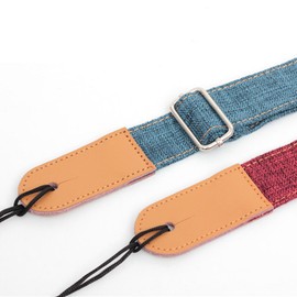 ROSENICE Ukulele Band Guitar Strap Cotton Linen and Genuine Leather Strap
