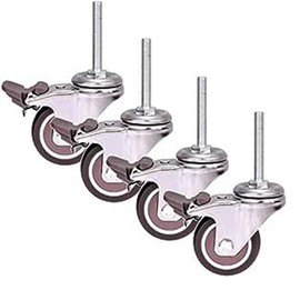 2 Inch 50mm Wheels M8×50mm Thread Furniture Casters Silent Universal Swivel Heavy Duty Rubber with Brake for Trolley Baby Bed Wine Cart 200KG - 4PCS (Screw)