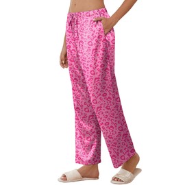Ekouaer Womens Silk Satin Pajama Pants Soft Comfy Loose Pj Pants Drawstring Elastic Waist Wide Leg Lounge Bottoms with Pockets
