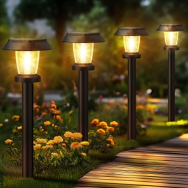ALEPOD Solar Pathway Lights Outdoor - 12 Pack Solar Powered Garden Lights Waterproof, Decor Landscape Lighting with Three Lighting Modes for Yard, Lawn, Walkway, Driveway, Warm White