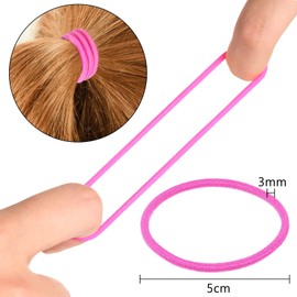 500 Pieces No-metal Hair Elastics Stretchy Hair Ties Ponytail Holders Elastic Hair Bands for Women Girl (3 mm x 5 cm, Assorted Color)