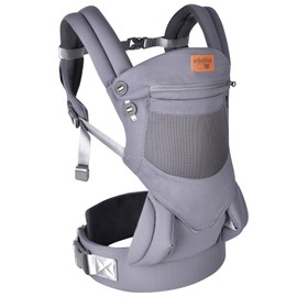 vrbabies Baby Carrier Newborn to Toddler, Baby Sling Carriers with Soft Adjustable Head Neck Support & Breathable 3D Air Mesh - Outdoor Front & Back Baby Carriers for Baby 8-40lb (Dark Grey)