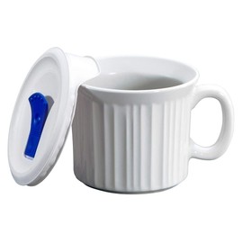 Corningware Plastic 20-Ounce Oven Safe Meal Mug with Vented Lid, French White