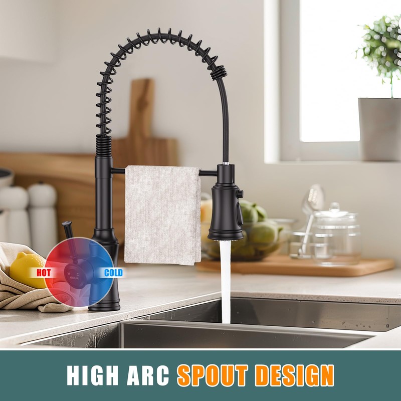 Kitchen Faucet with Pull Down Sprayer, Hurran Commercial Stainless Steel