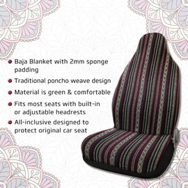 sourcing map Universal Stripe Front Baja Bucket Seat Cover Saddle Blanket