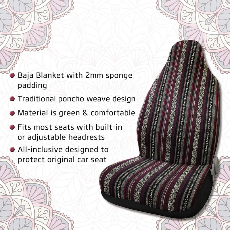 sourcing map Universal Stripe Front Baja Bucket Seat Cover Saddle