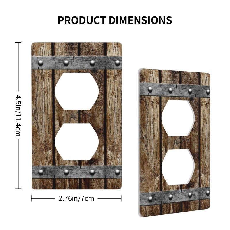 1 Gang Duplex Brown Wooden Barn Doors Receptacle Wall Plate