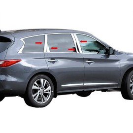 Made in USA! Compatible with 2013-2017 Infiniti JX35/QX60 8PC with Diagonal and Triangle Piece Stainless Steel Chrome Pillar Post Trim