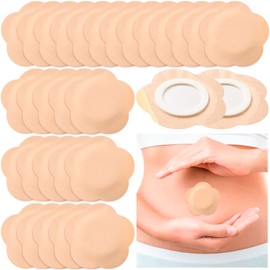 Winsyison 30pcs Disposable Castor Oil Packs, Self-Adhesive Organic Cotton Belly Button Pads, Highly Absorbent Castor Oil Patches for Abdomen Knees Feet- Skin Color