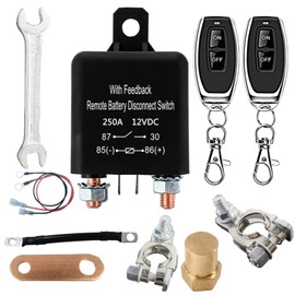 idealWIN with Feedback Remote Battery Disconnect Switch,Car Battery Cut Off Switch 12V 250A,Car Kill Switch Anti Theft for Car, Truck, RV. (Disconnect Negative)