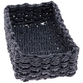 Boston International Woven Basket Napkin Holder Caddy, Guest Towel Size, Dark Blue