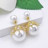 Hiqmic 925 Sterling Silver Post Double sided Pearl Zirconia Ear