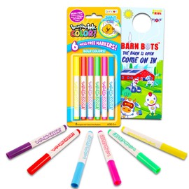 Crenstone Imagine Ink Markers Only Bundle - 6 Pc Non-Permanent Clear Markers Refill Set for Imagine Ink Coloring Books for Kids Plus Door Hanger