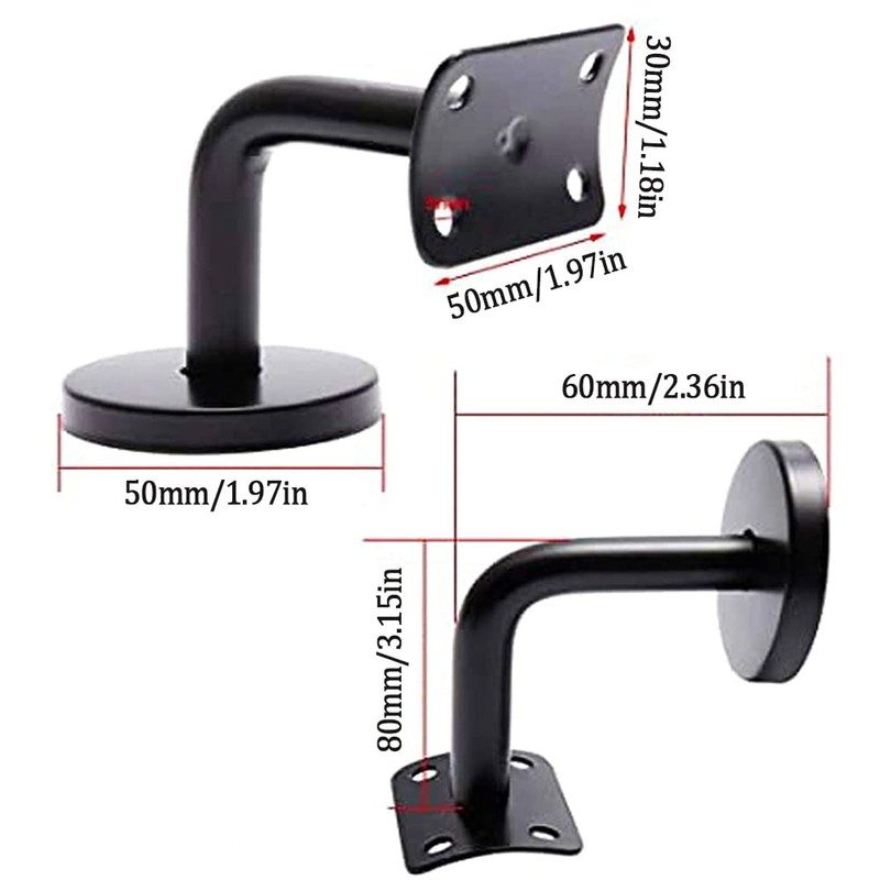 4 Pieces Handrail Brackets, Wall Mount Wooden Railing, Stair Railing