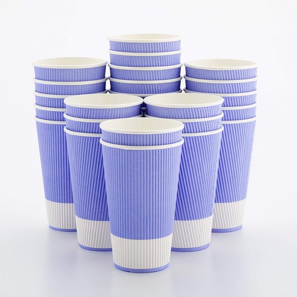 Insulated Paper Coffee Cups - Ripple Wall - Light Purple - 16 oz - 500ct Box - MATCHING LIDS SOLD SEPARATELY: RWA0360B, RWA0360W, RWA0328LG, RWA0328GR, RWA0328HP, RWA0283W, RWA0283B