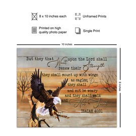 Boho-chic Christian Wall Art - Bible Verse Rustic Wall Decor - Jesus Christ Christian Gifts for Men Women - Farmhouse Living room Country Decor - Vintage spiritual Gifts - American Eagle Wall Decor